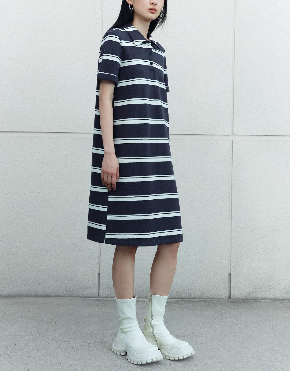 Short Sleeve Polo Straight Dress