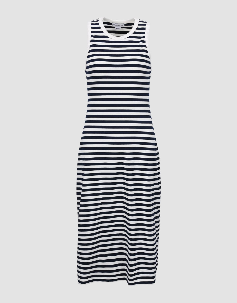 Striped Sleeveless Crew Neck Straight Dress