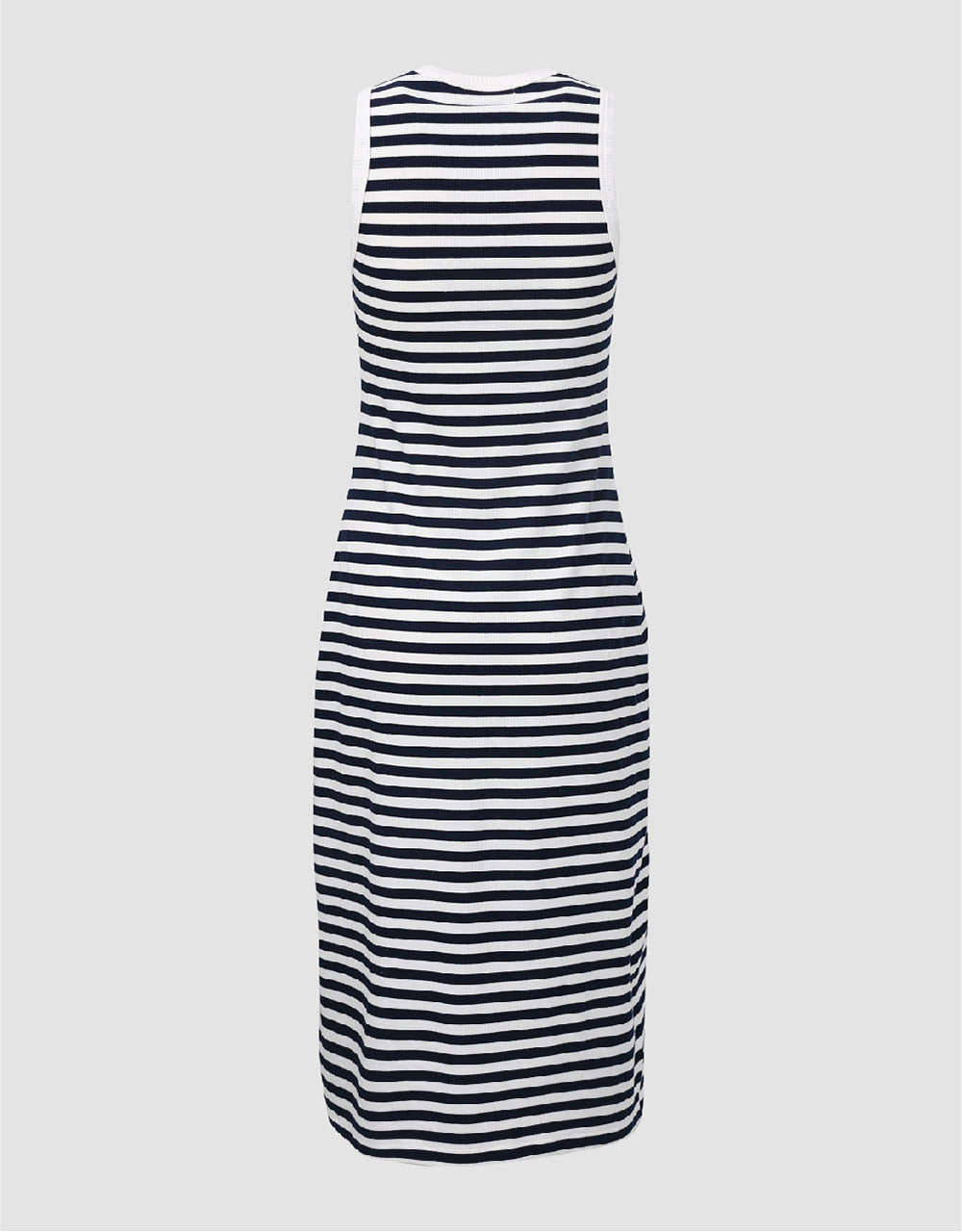 Striped Sleeveless Crew Neck Straight Dress