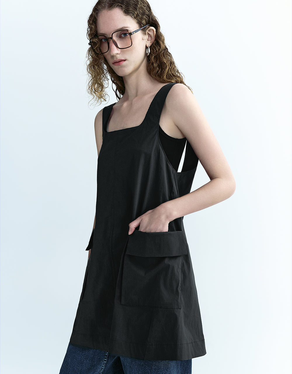 Square-cut Collar A-Line Dress