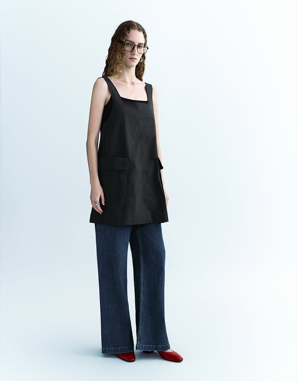 Square-cut Collar A-Line Dress