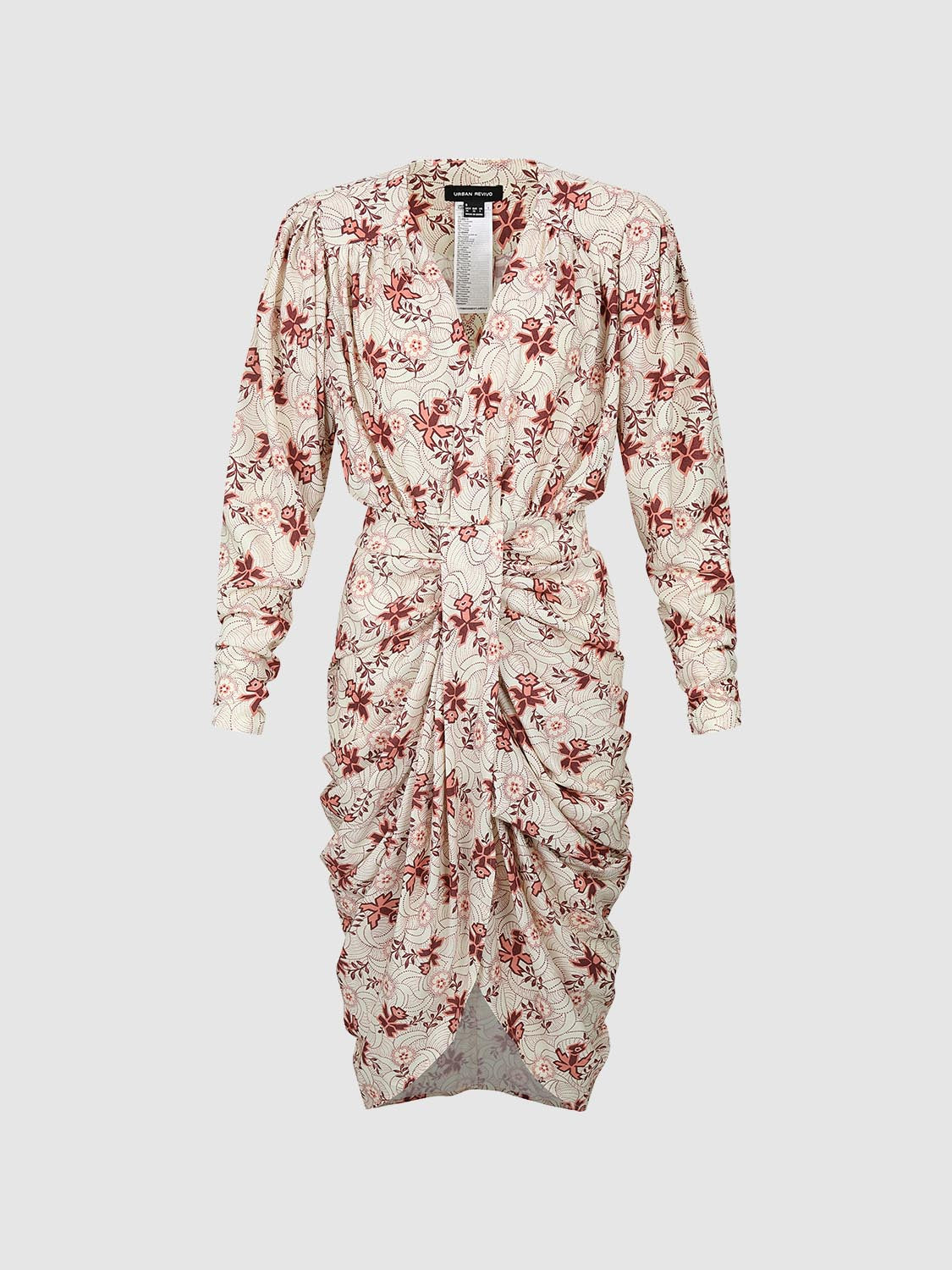 Floral Draped Thin Midi Dresses