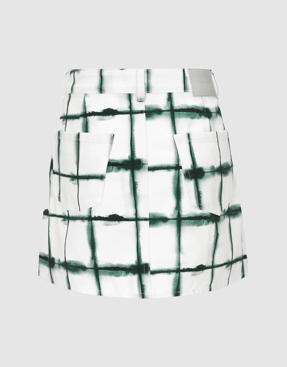 Plaid Mini A-Line Denim Skirt