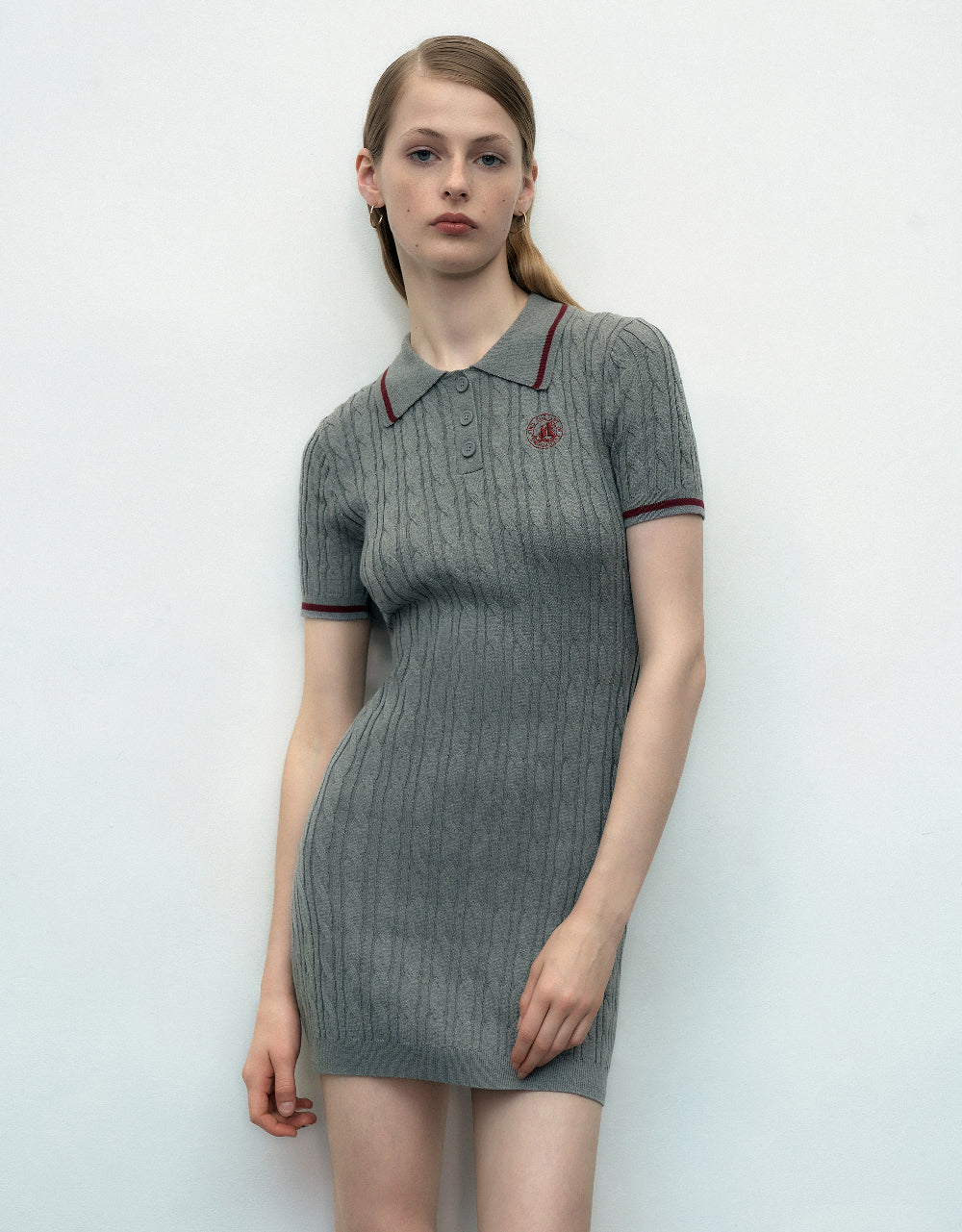 Rib Knitted Polo Dress
