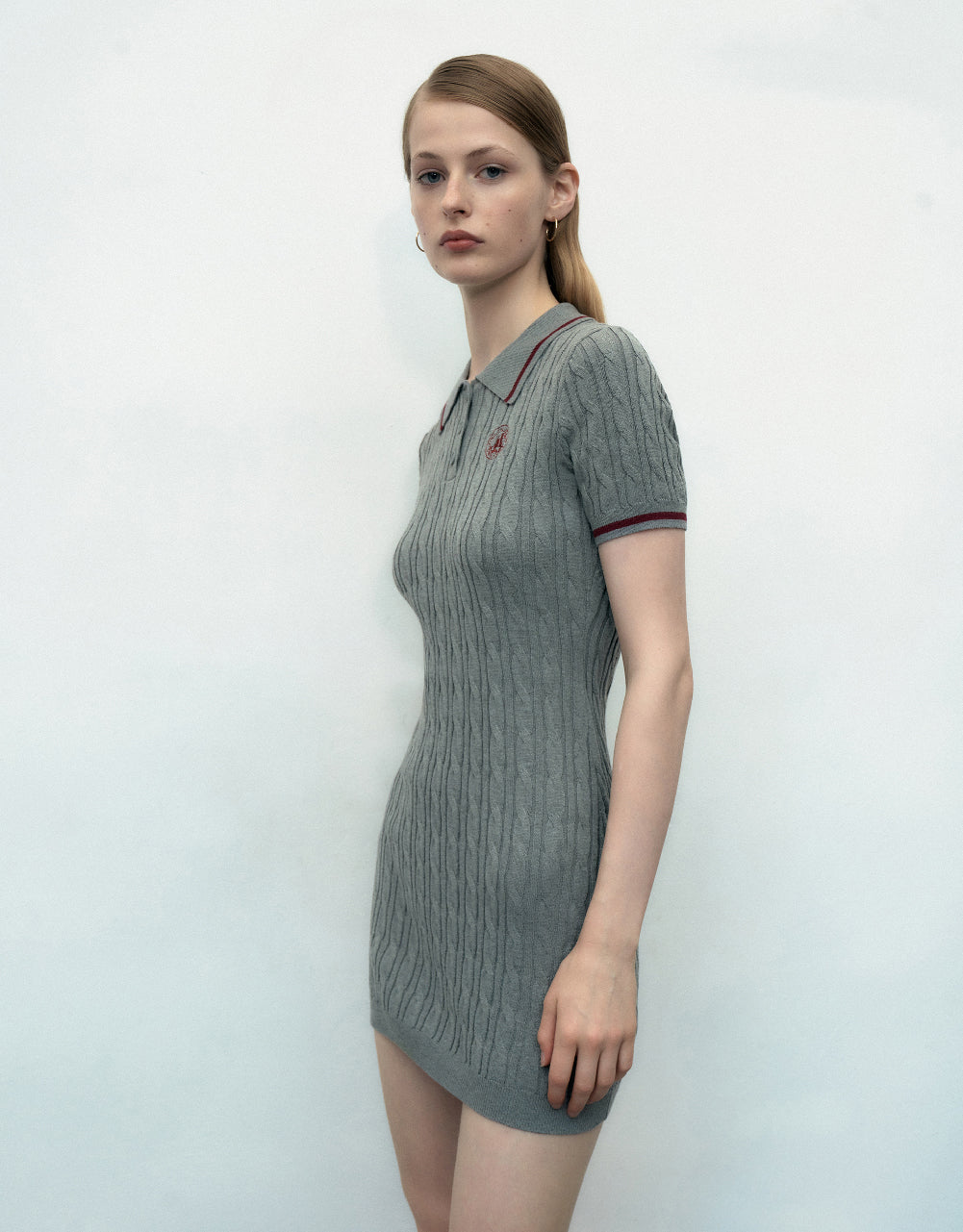 Rib Knitted Polo Dress