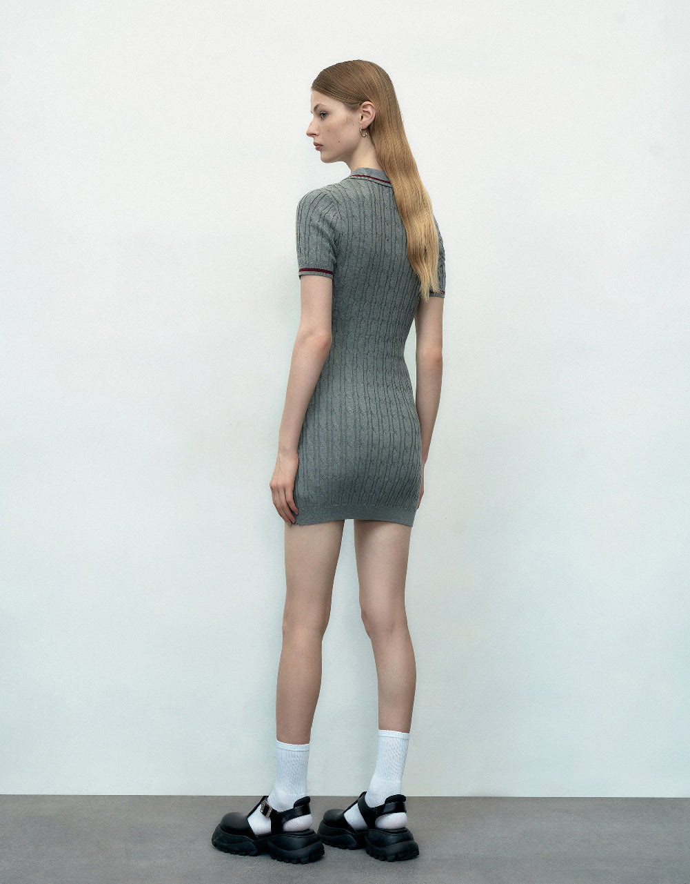 Rib Knitted Polo Dress