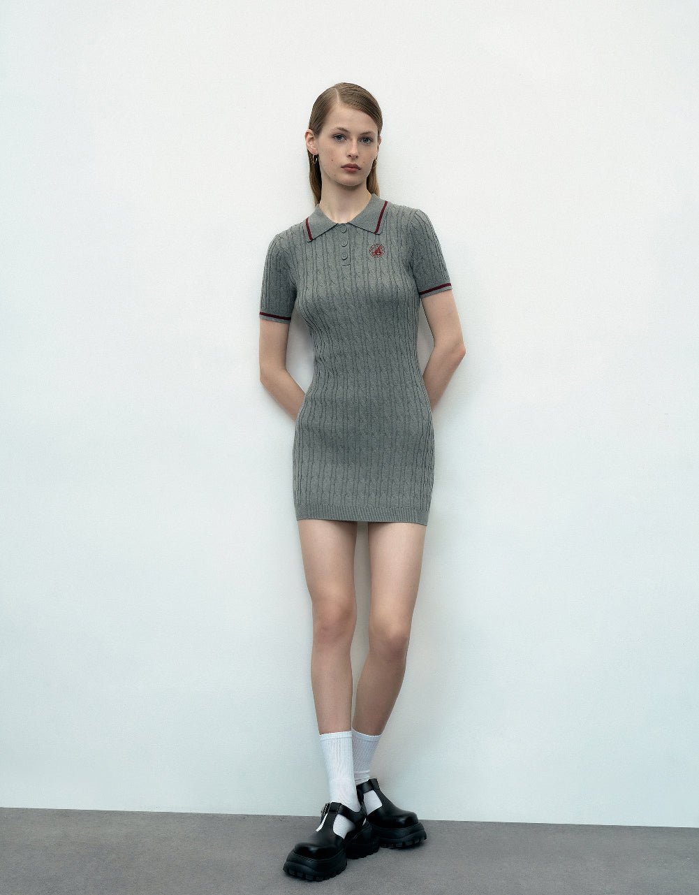 Rib Knitted Polo Dress