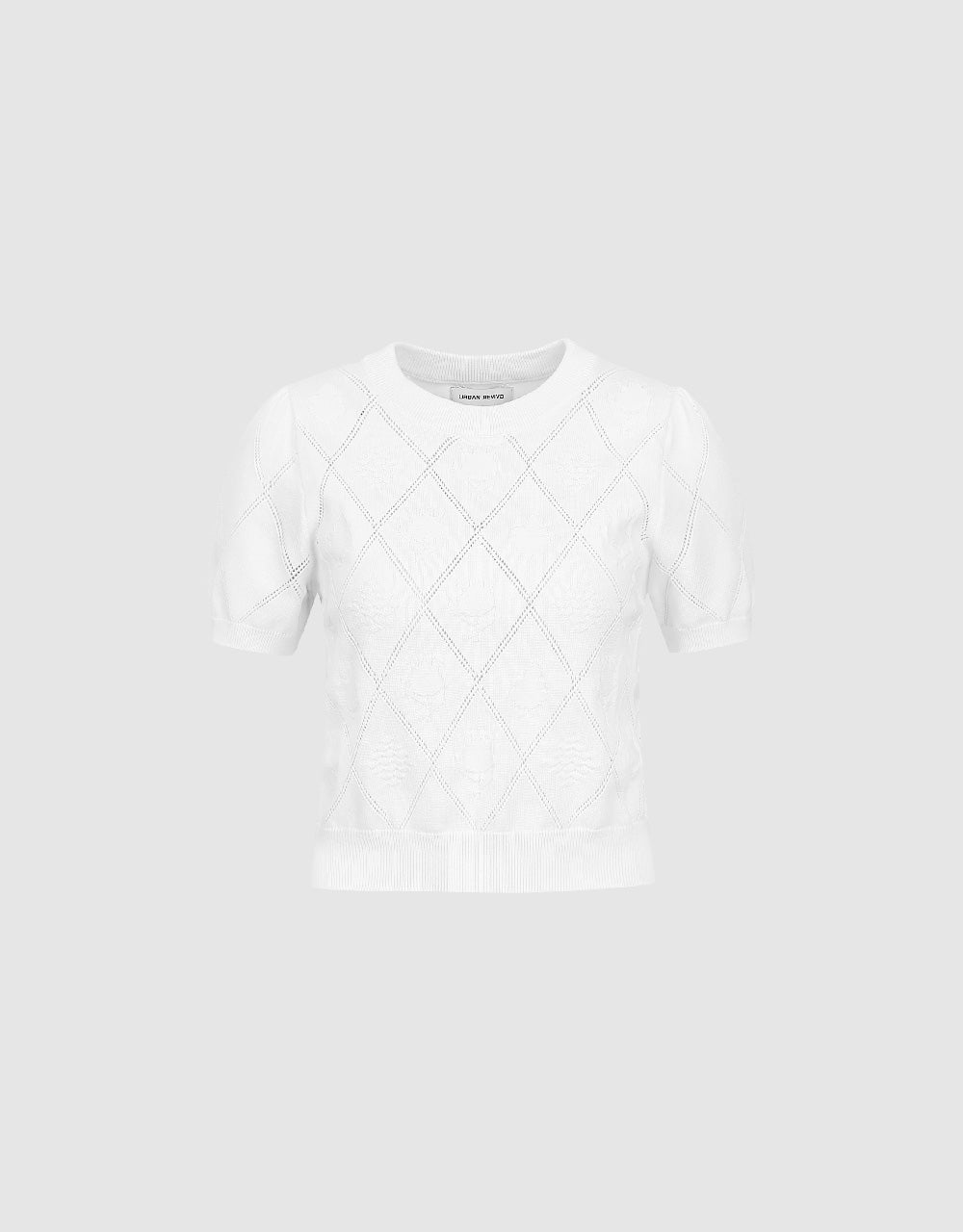 Embossed Crew Neck Knitted T-Shirt