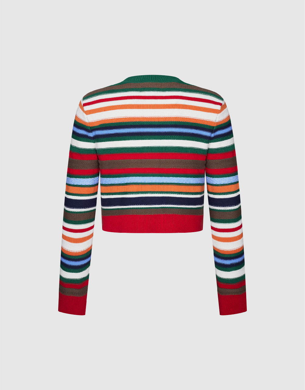 Striped Crew Neck Knitted Cardigan