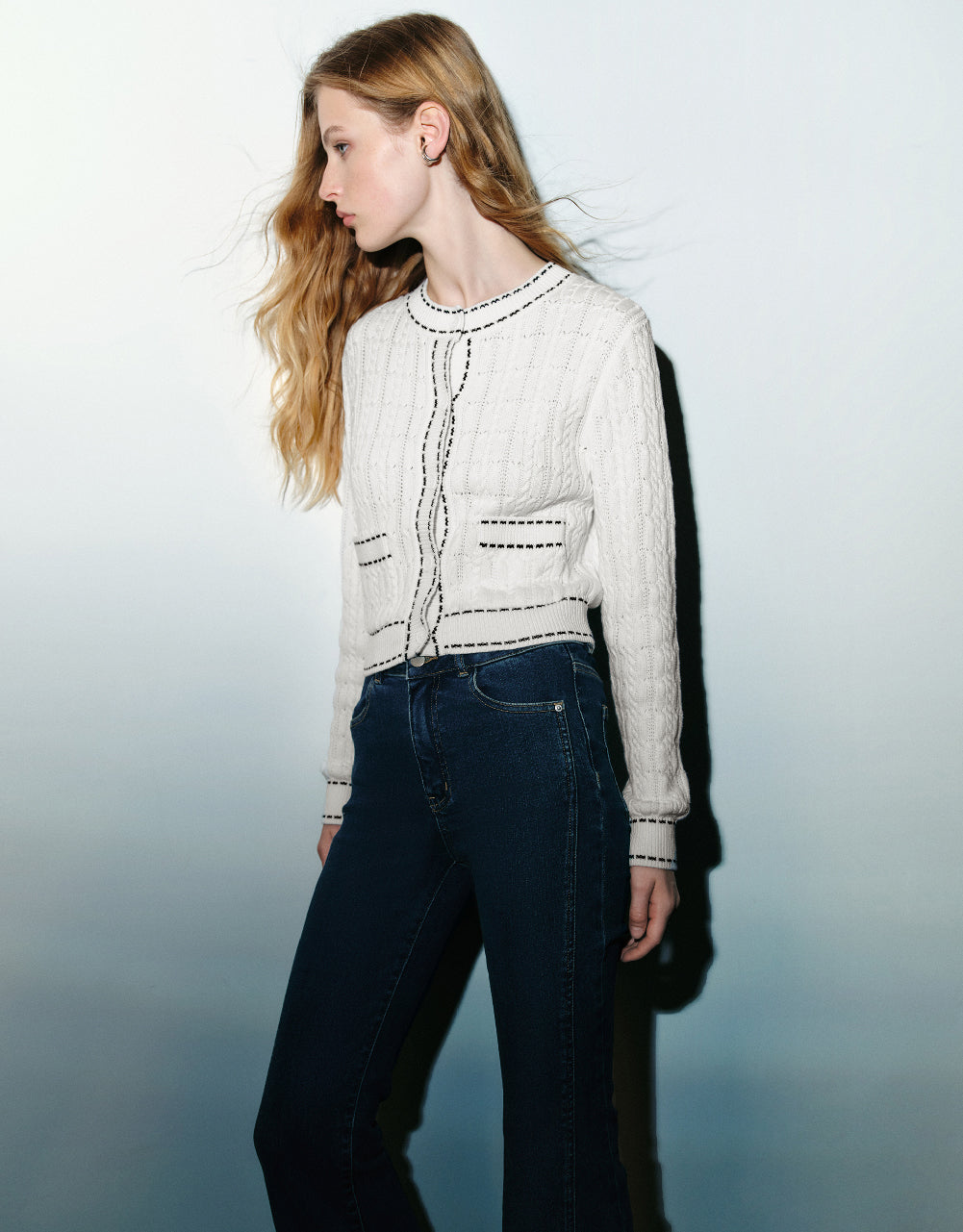 Crew Neck Knitted Cardigan