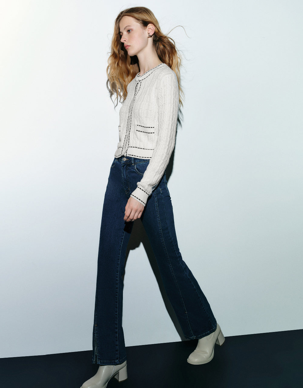 Crew Neck Knitted Cardigan