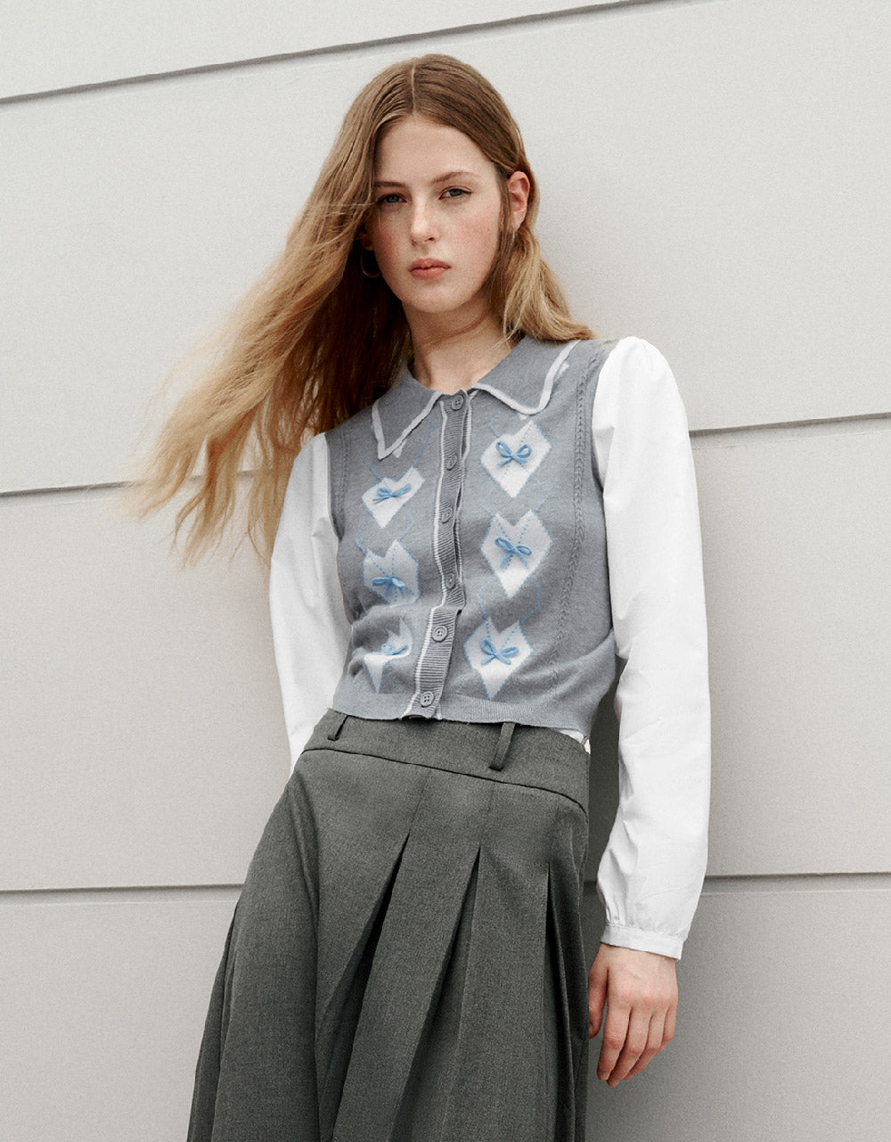 Shirt Collar Knitted Cardigan