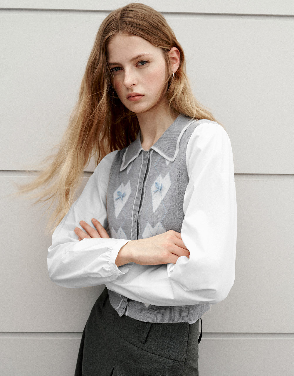 Shirt Collar Knitted Cardigan
