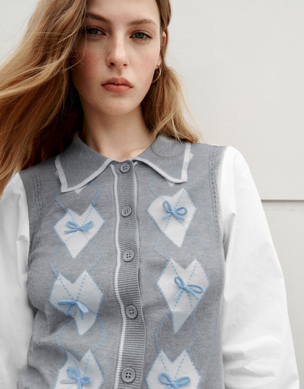 Shirt Collar Knitted Cardigan