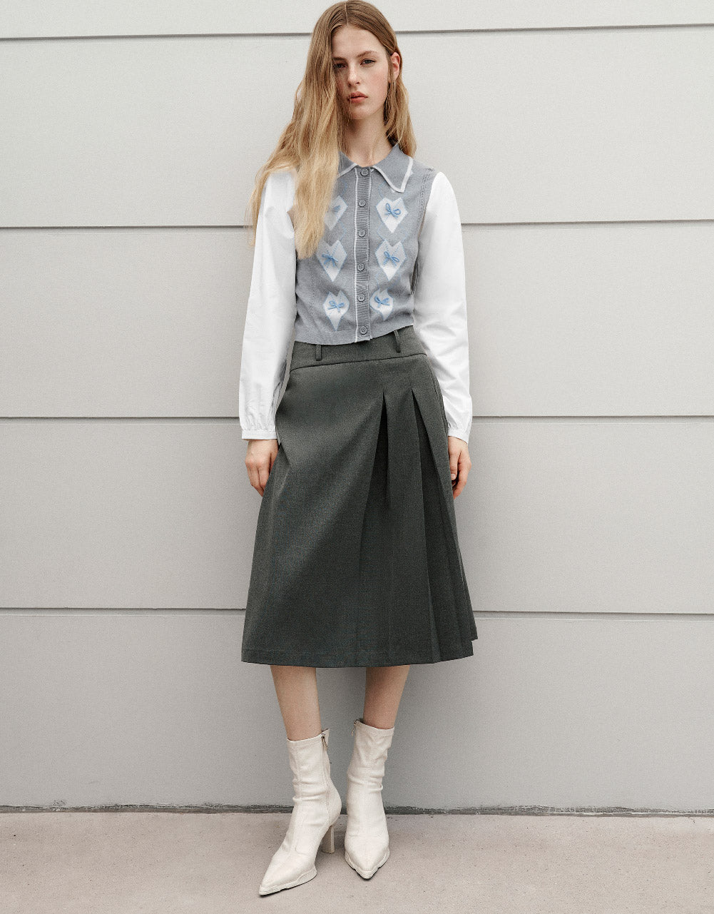 Shirt Collar Knitted Cardigan