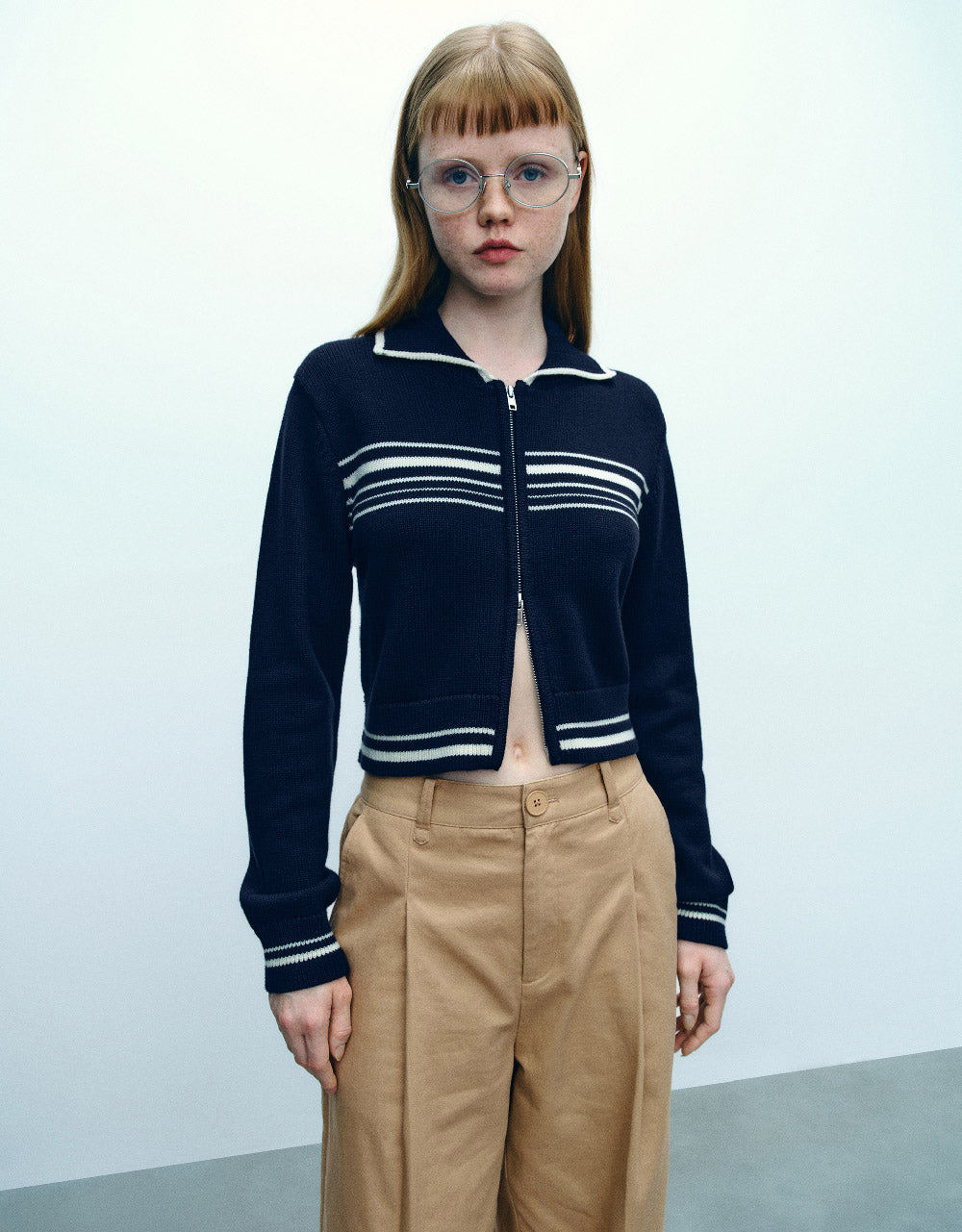 Zipper Front Knitted Cardigan