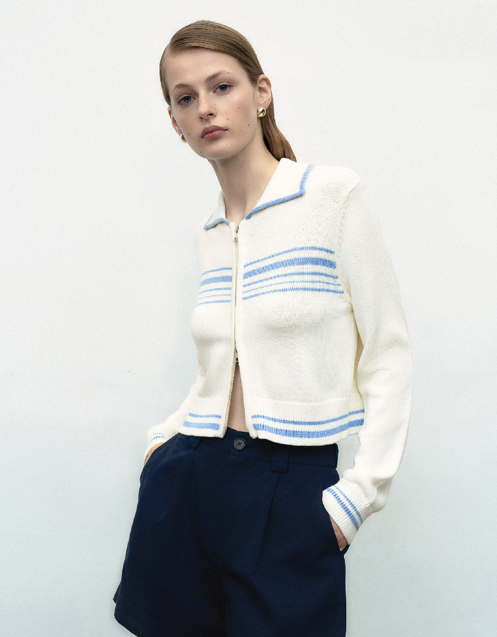Zipper Front Knitted Cardigan