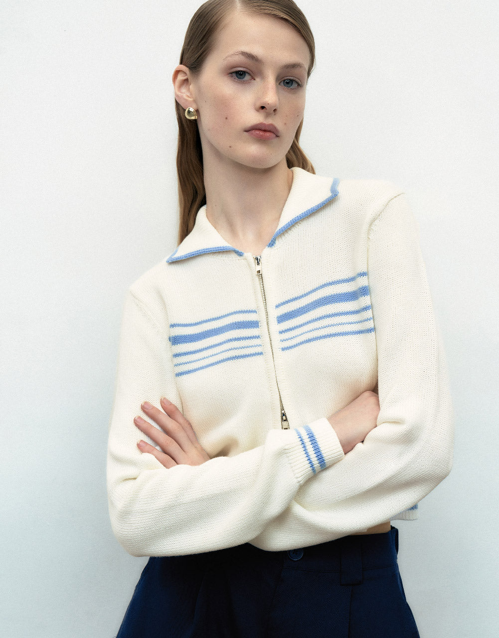 Zipper Front Knitted Cardigan