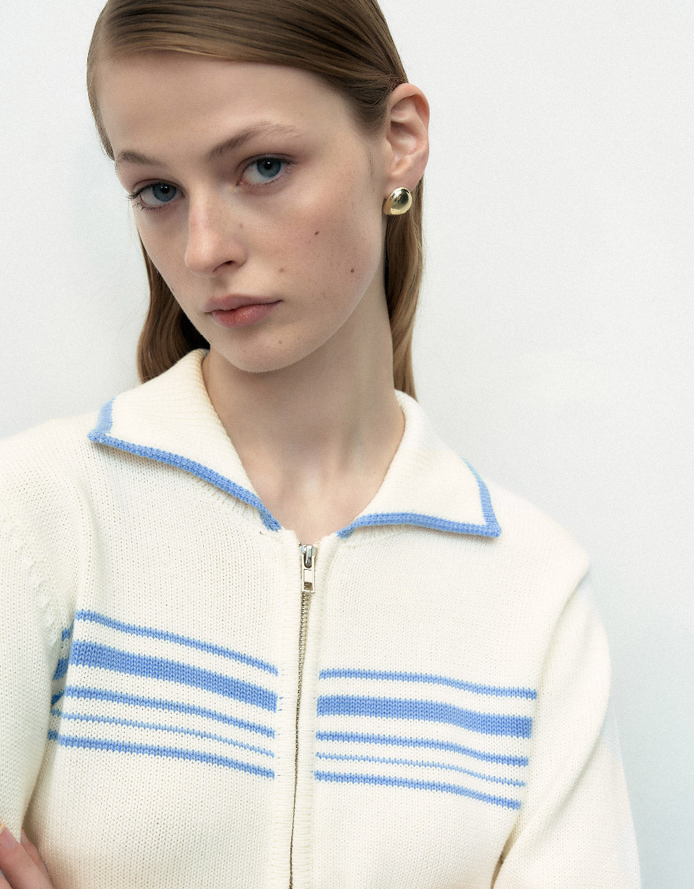 Zipper Front Knitted Cardigan