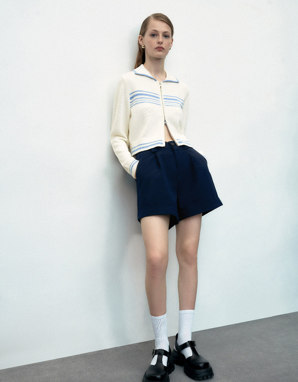 Zipper Front Knitted Cardigan