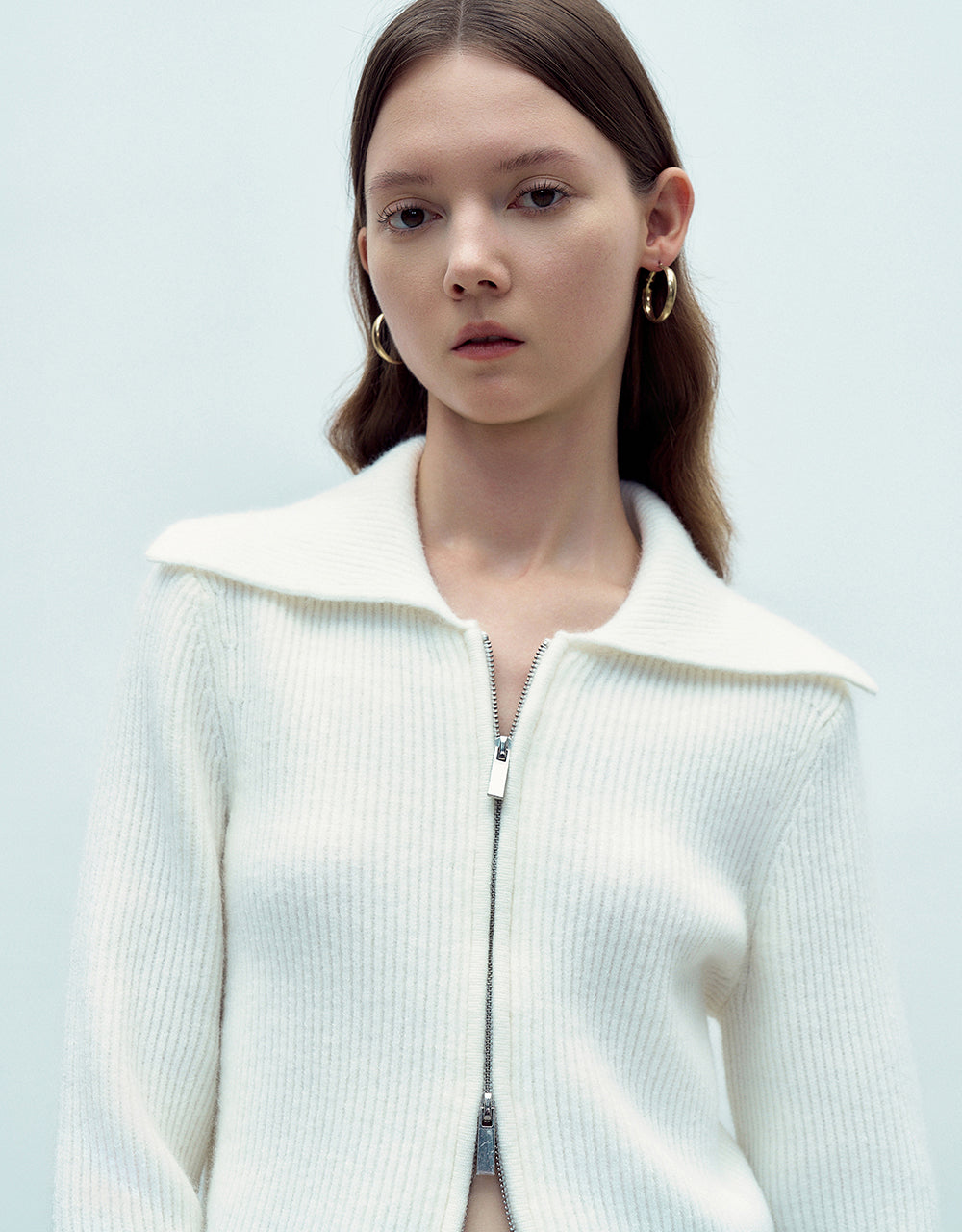 Zipper Front Knitted Cardigan