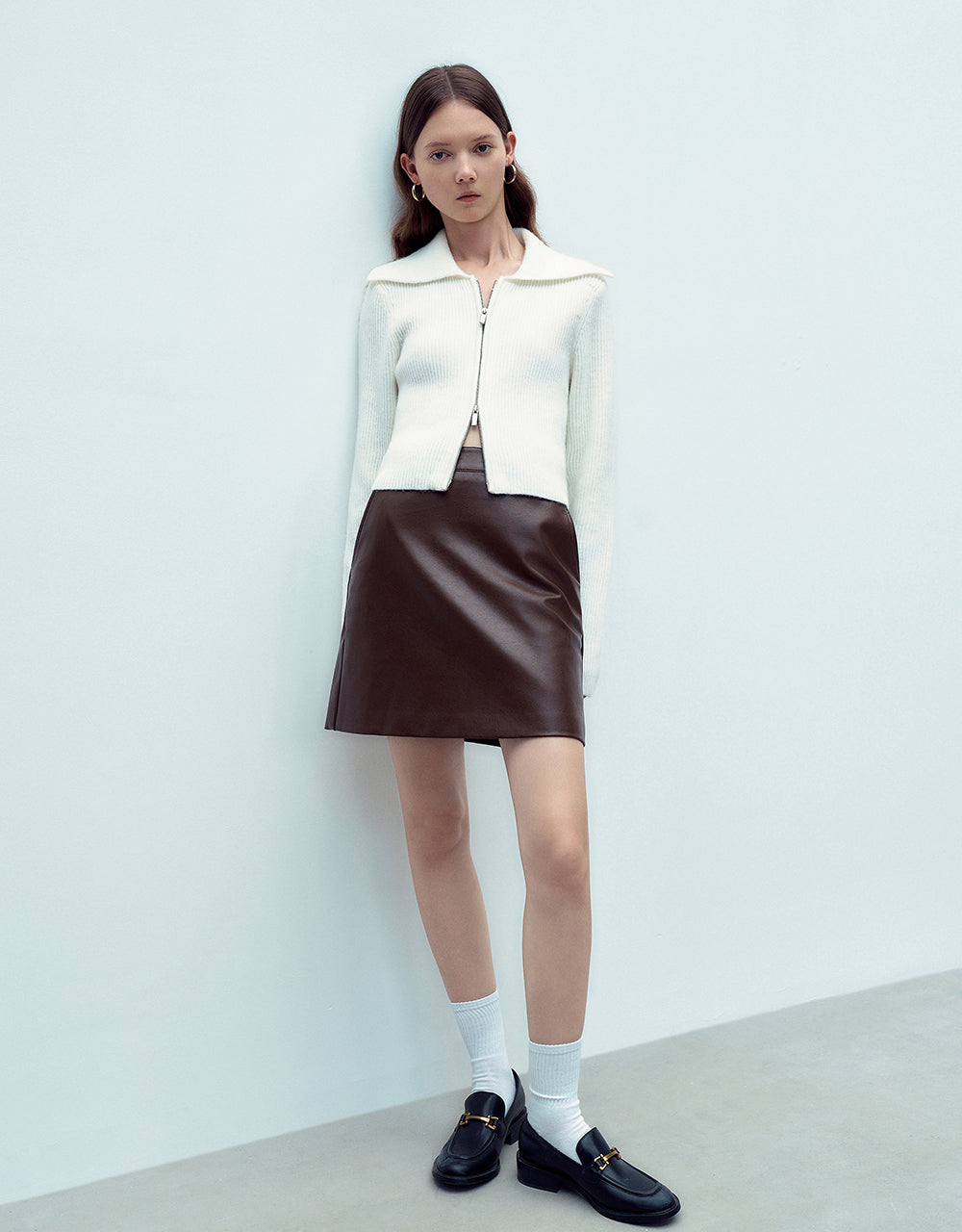 Zipper Front Knitted Cardigan