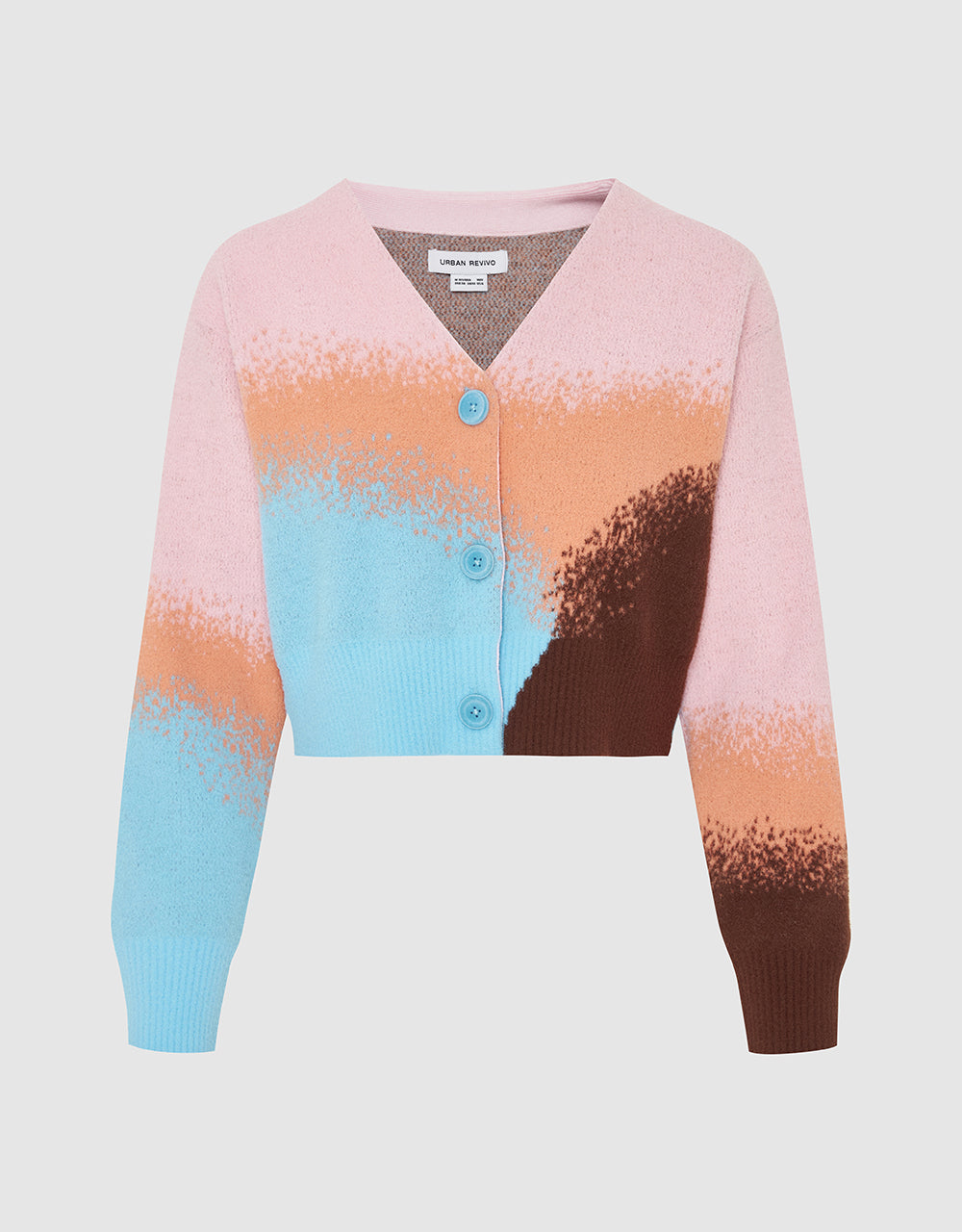 Printed V-Neck Knitted Cardigan