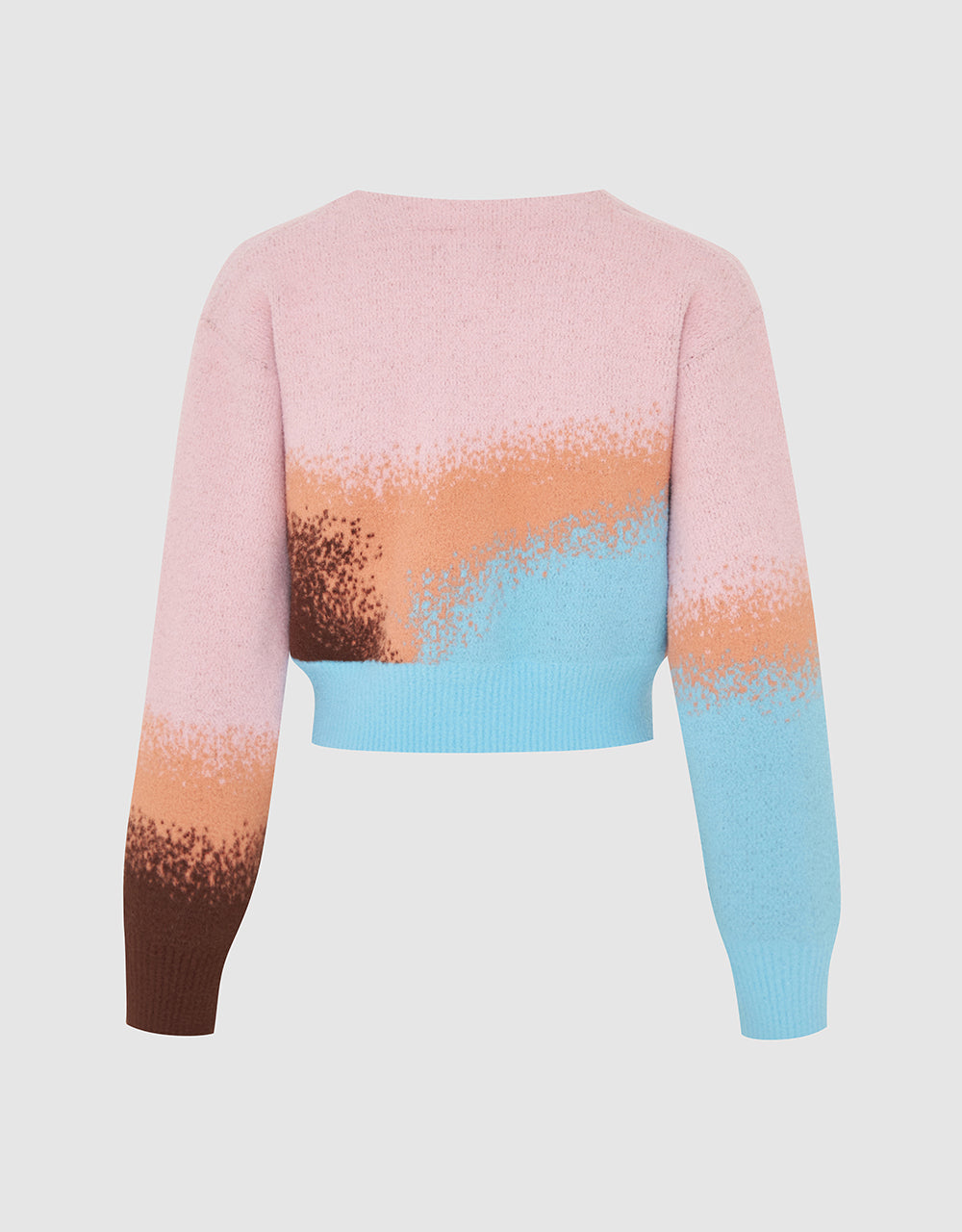 Printed V-Neck Knitted Cardigan