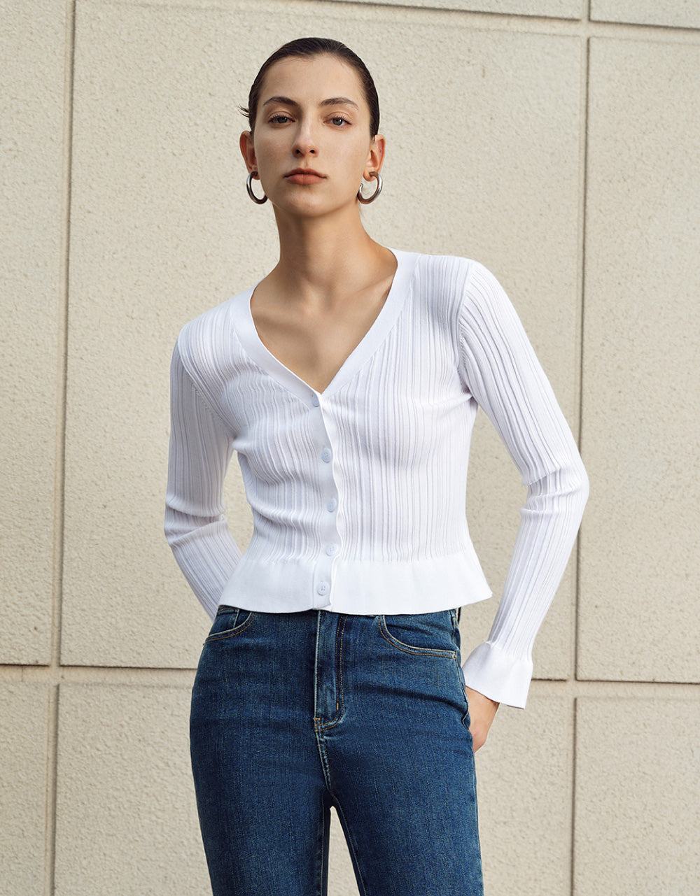 V-Neck Knitted Cardigan