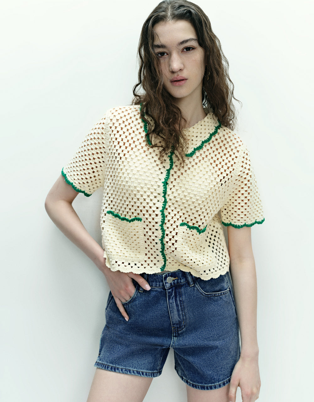Pointelle Knitted Cardigan