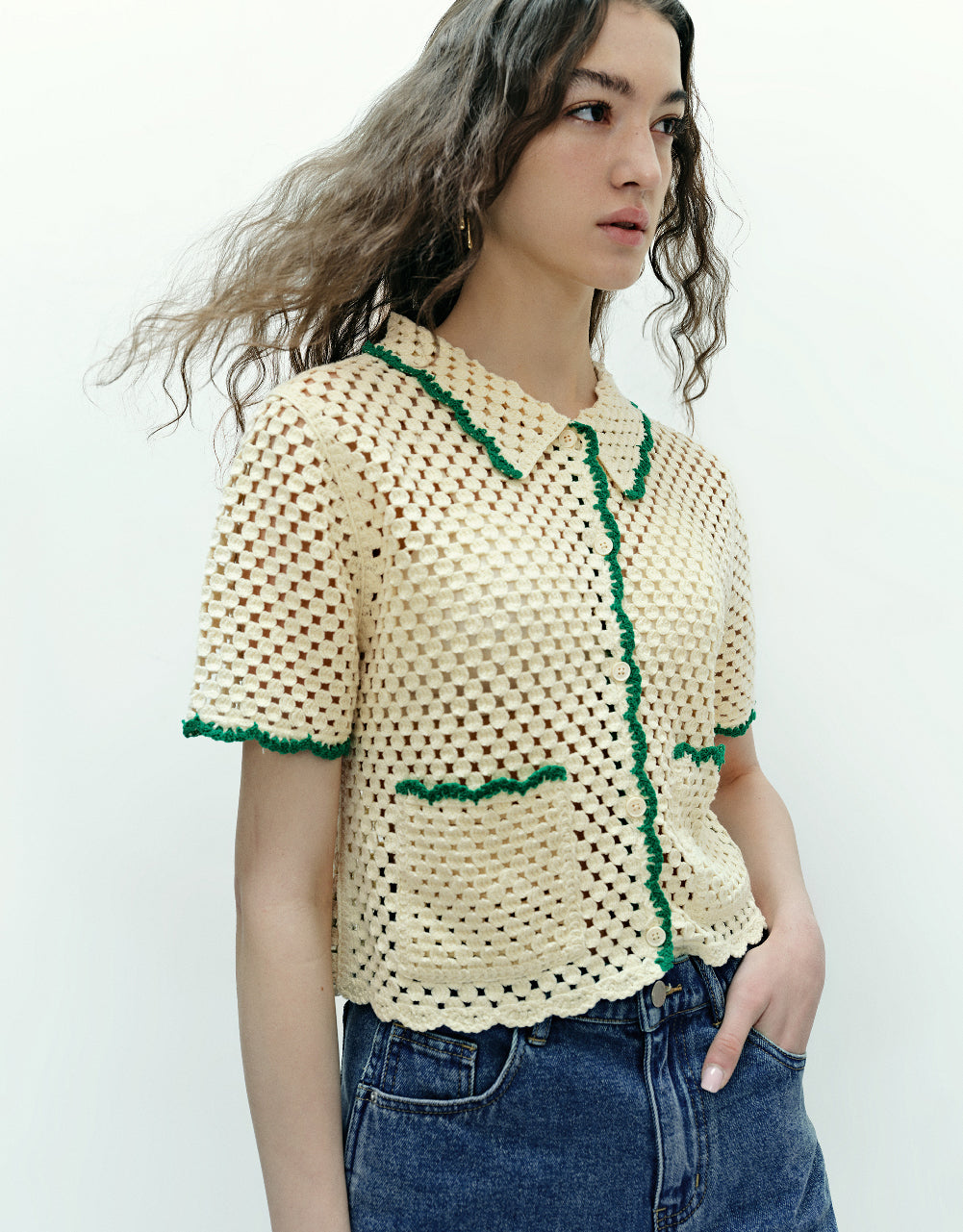 Pointelle Knitted Cardigan