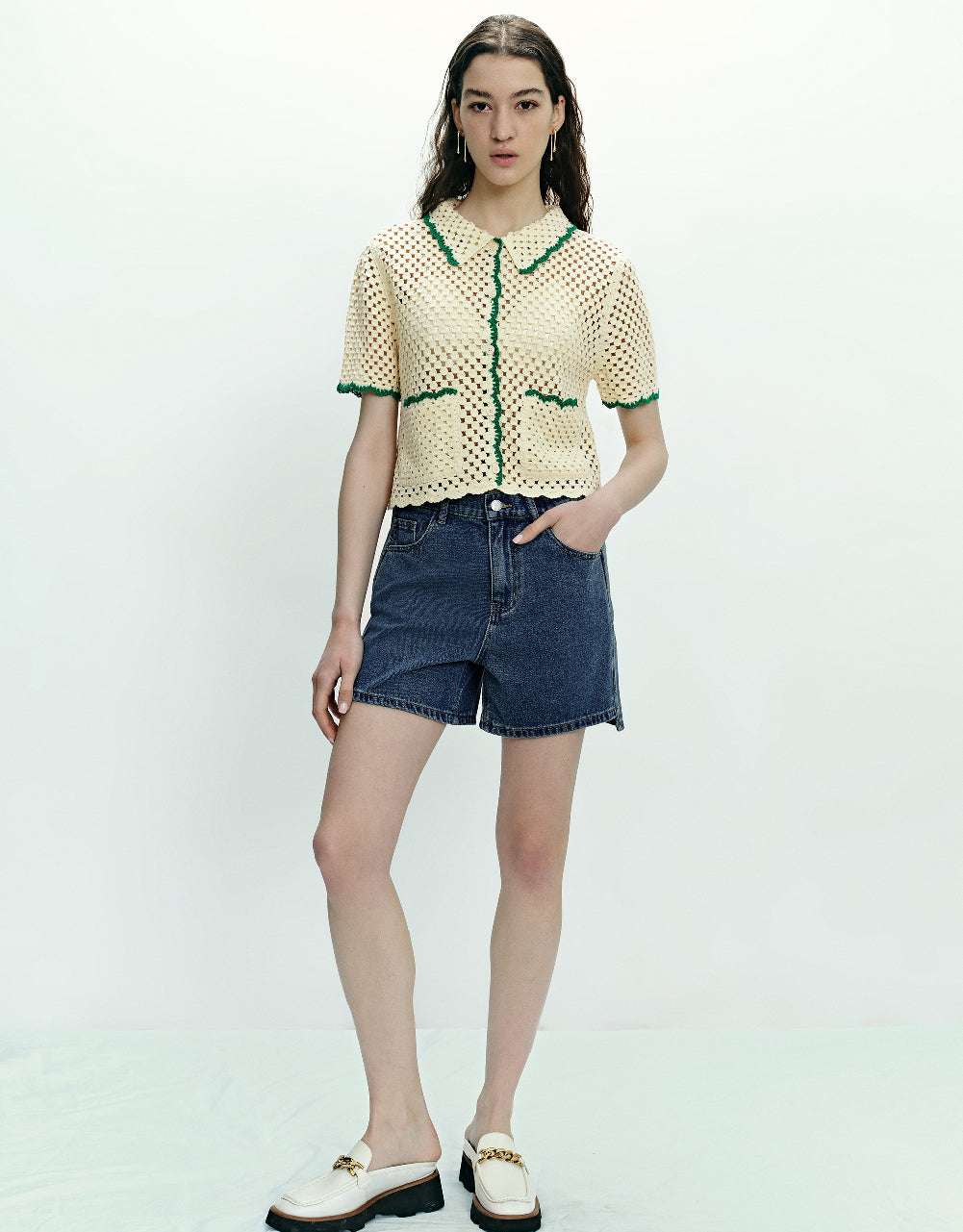 Pointelle Knitted Cardigan