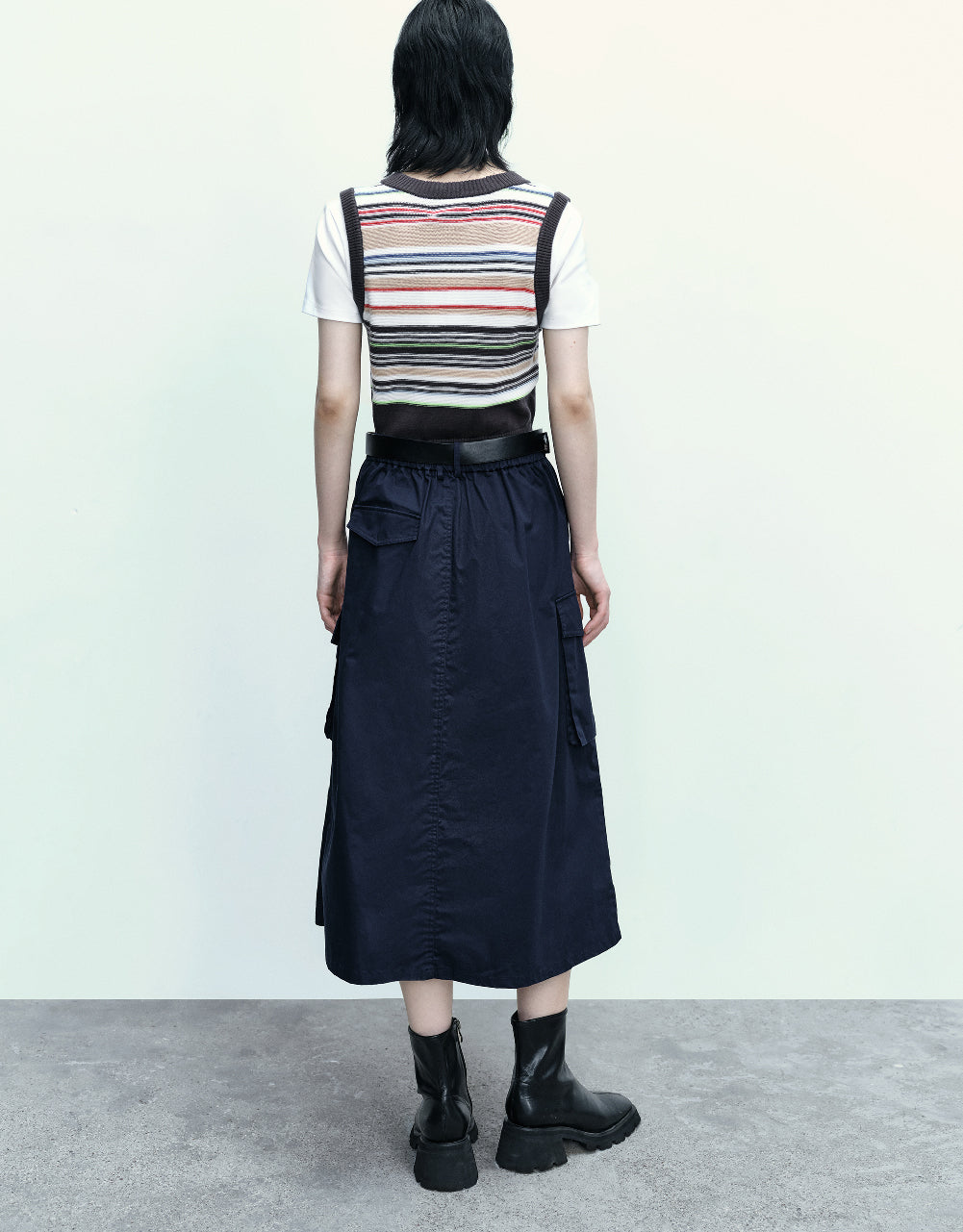 Striped V-Neck Knitted Vest