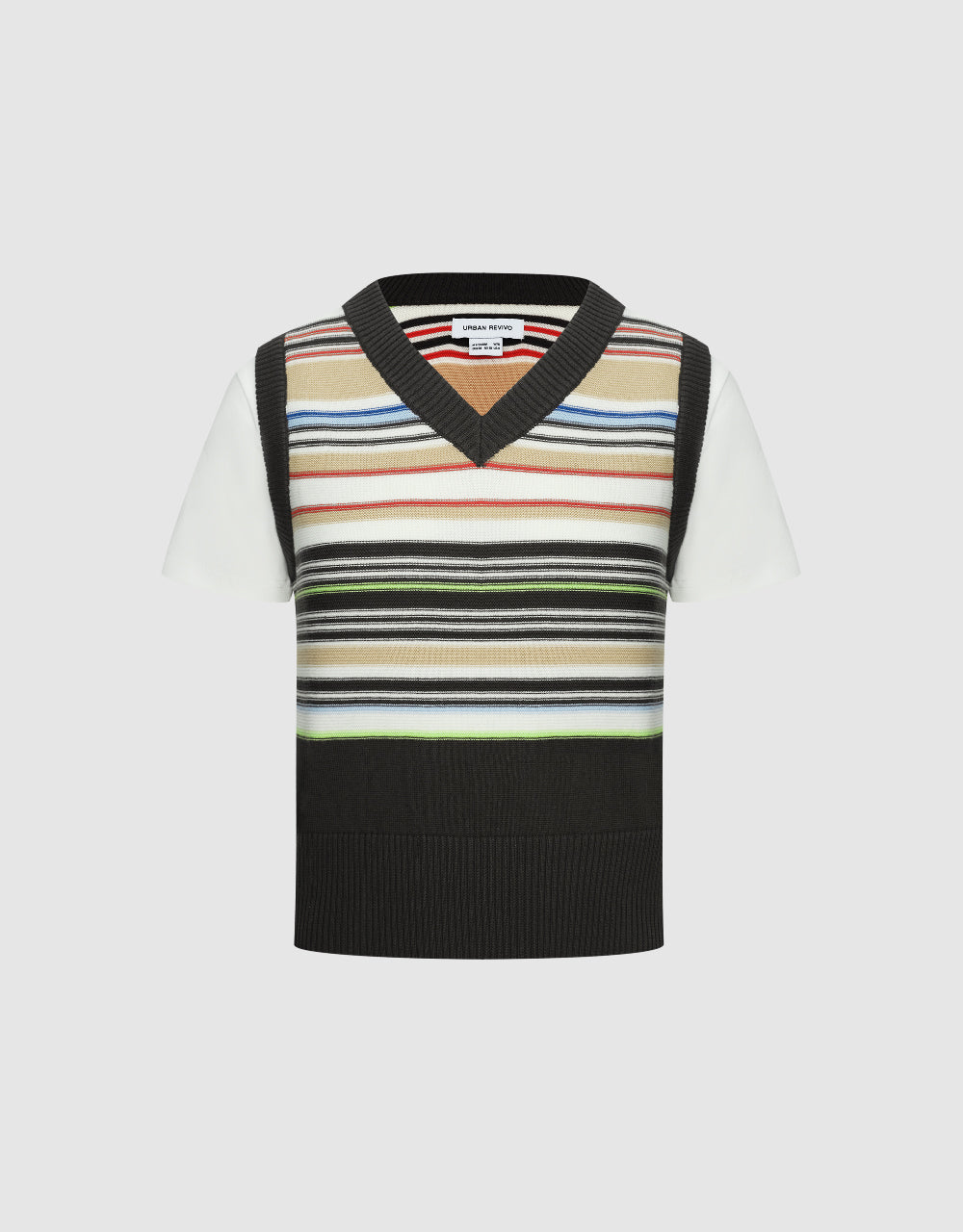 Striped V-Neck Knitted Vest