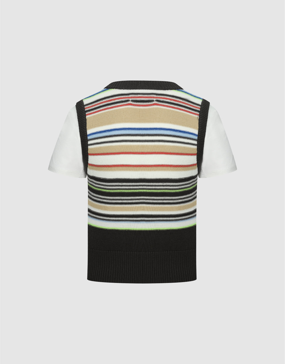 Striped V-Neck Knitted Vest
