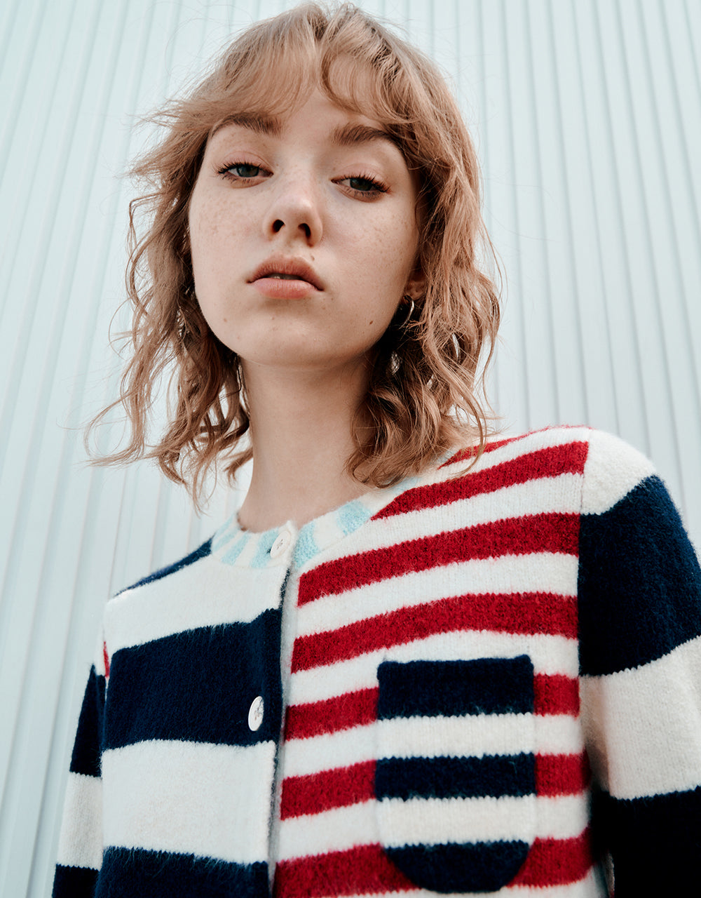 Two Toned Striped Knitted Cardigan