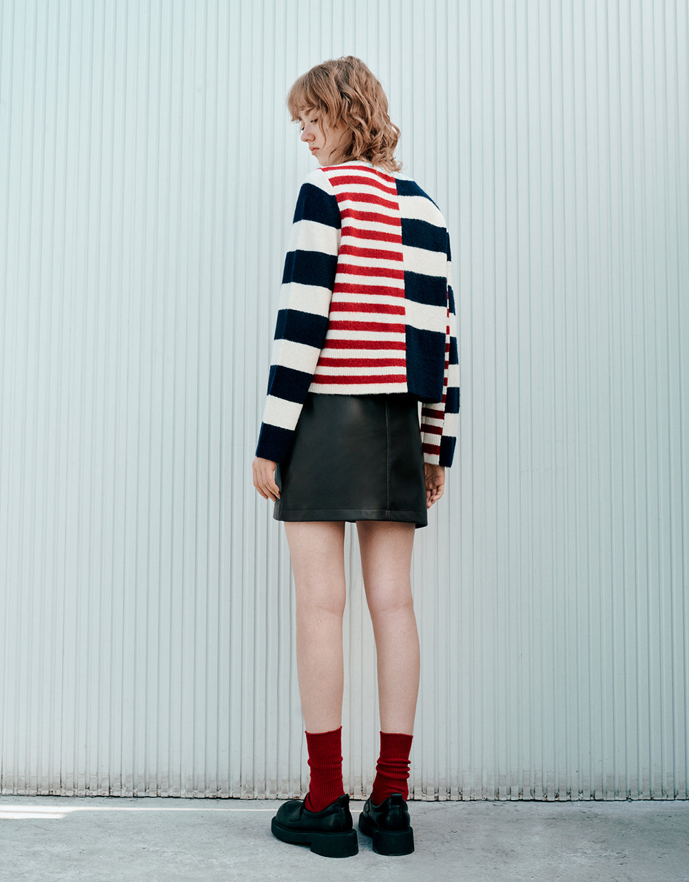 Two Toned Striped Knitted Cardigan