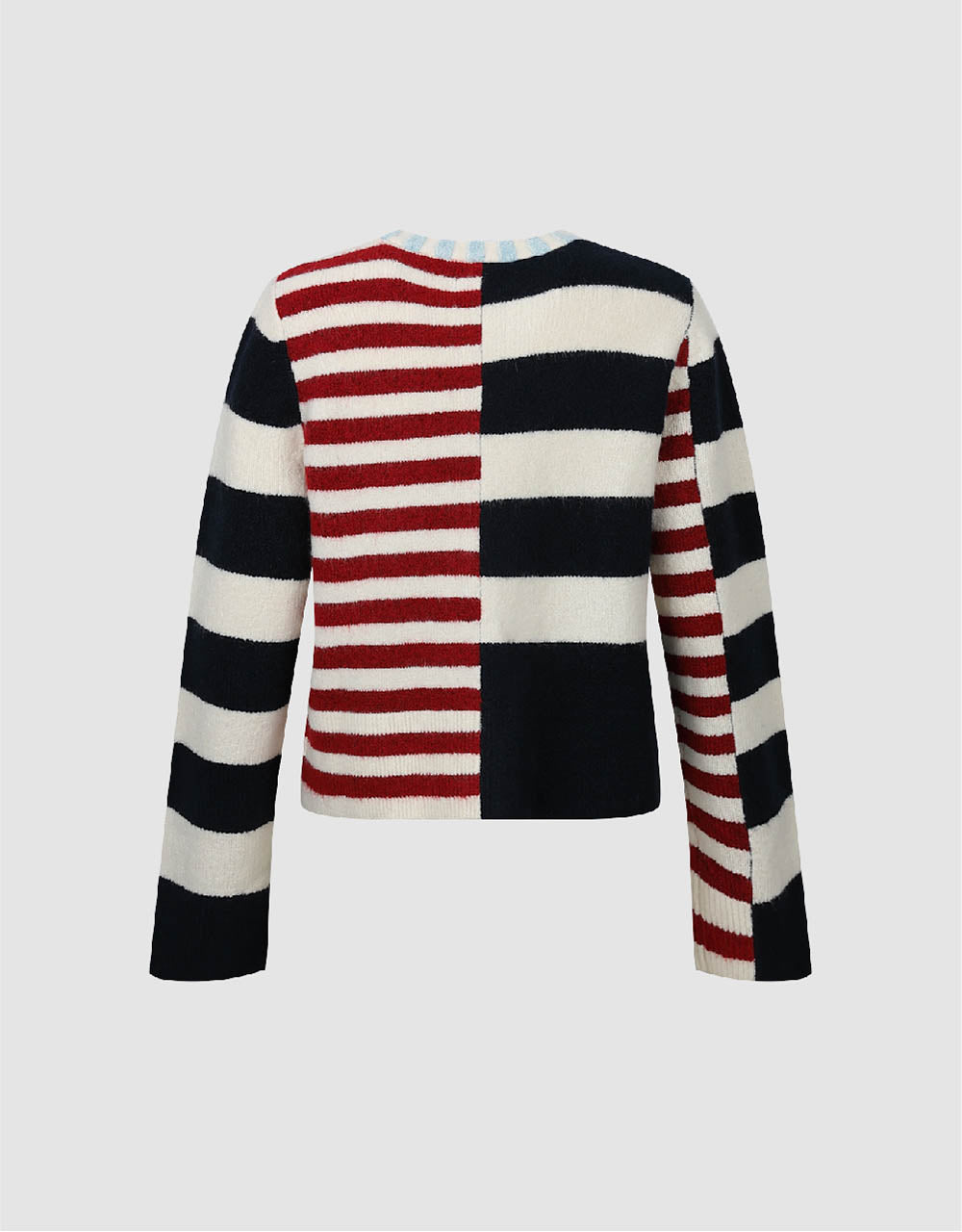 Two Toned Striped Knitted Cardigan