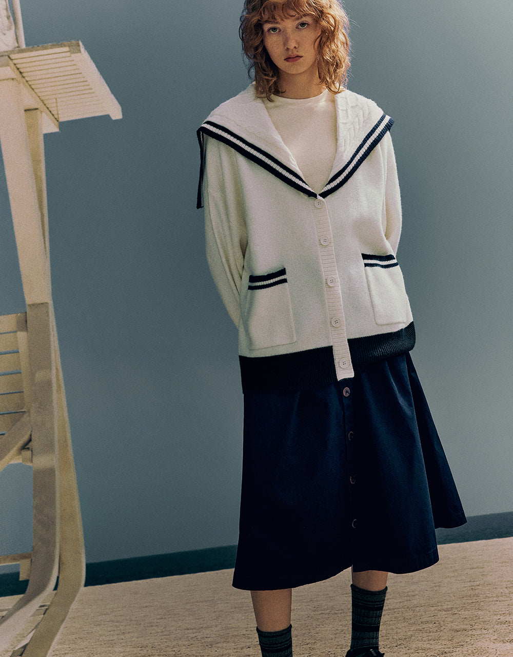 Bow Neck Knitted Cardigan