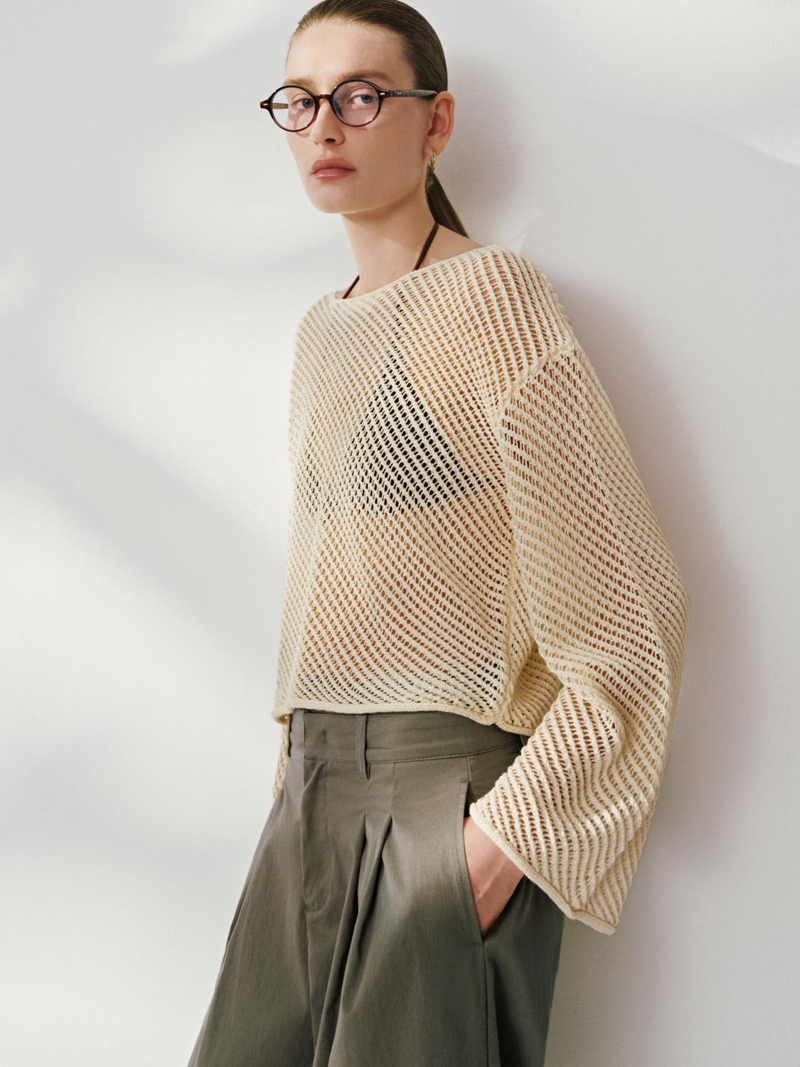 Sheer Knitted Long Sleeve T-Shirts