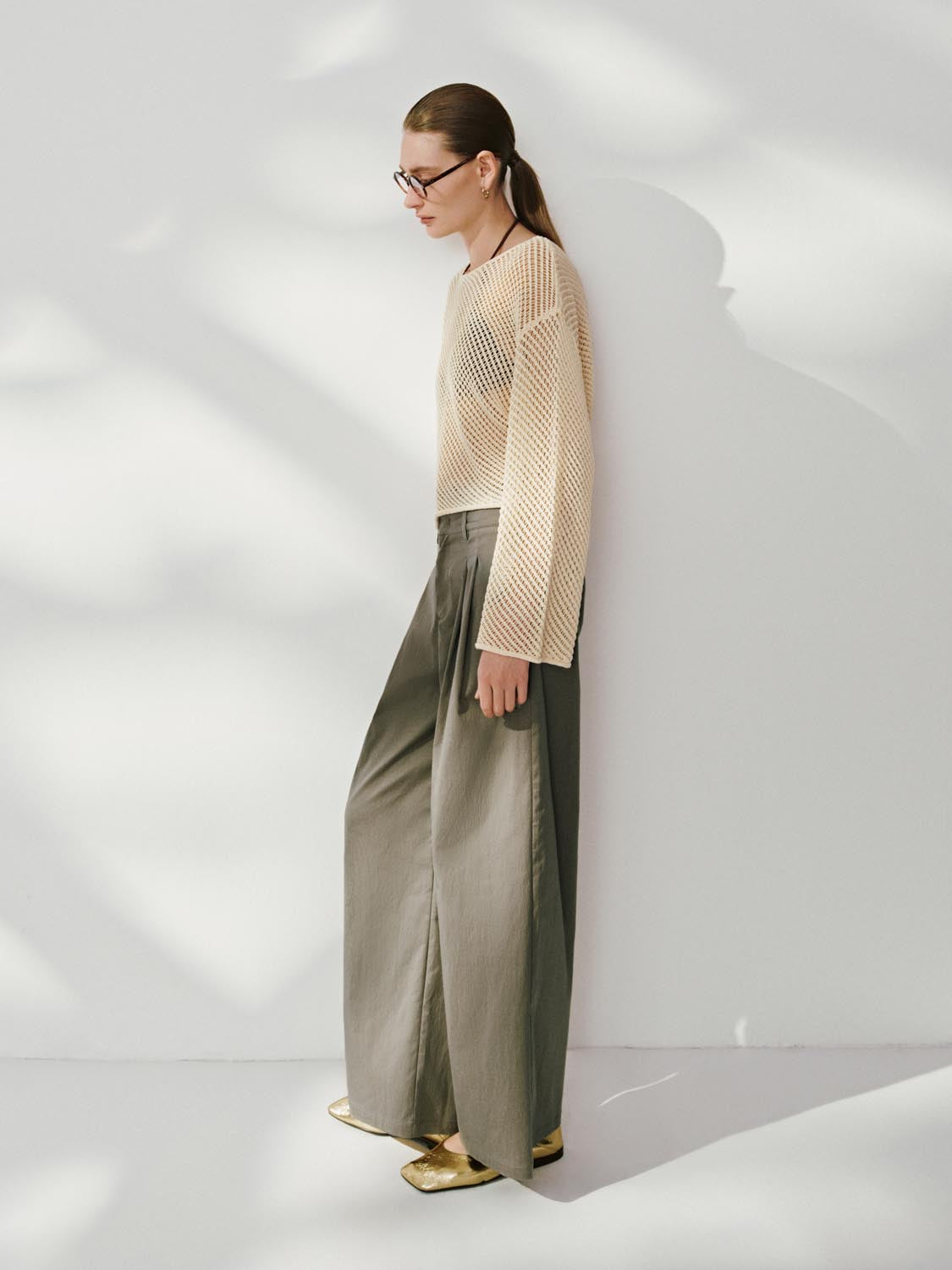 Sheer Knitted Long Sleeve T-Shirts