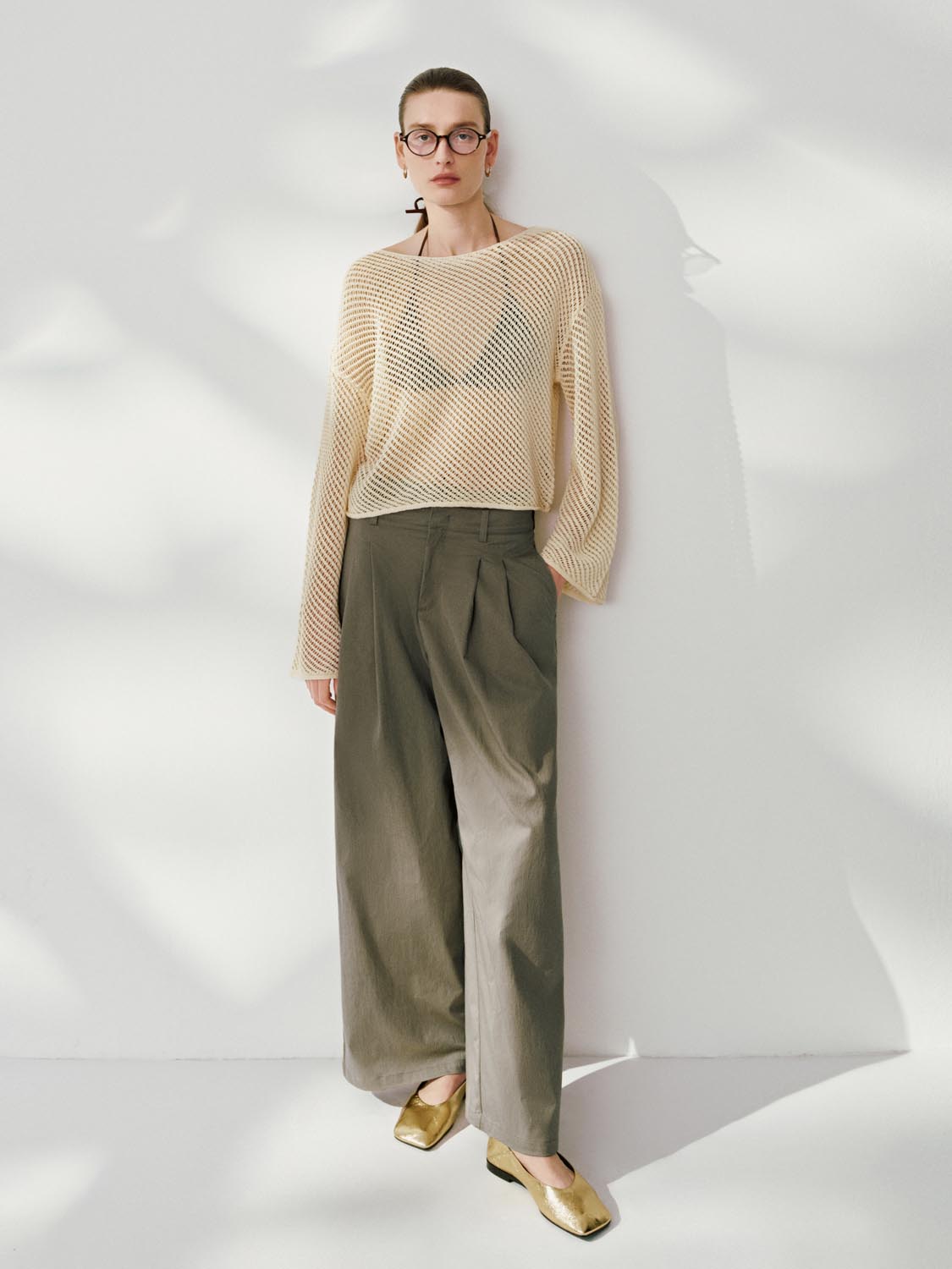 Sheer Knitted Long Sleeve T-Shirts