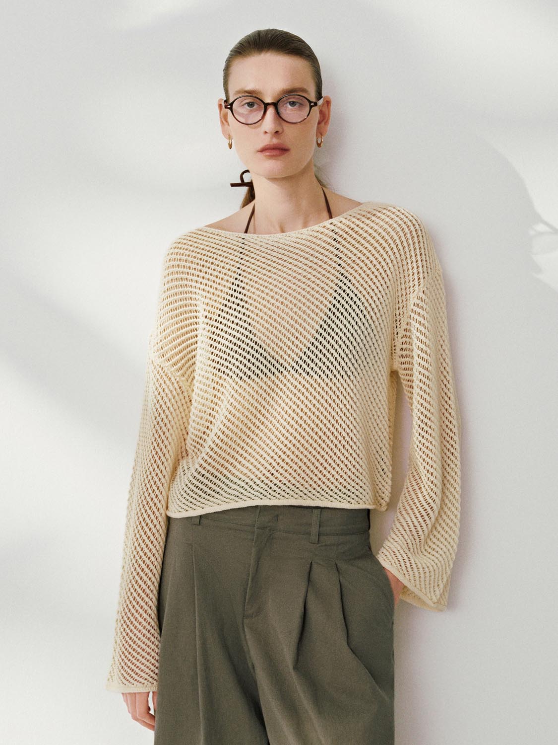 Sheer Knitted Long Sleeve T-Shirts