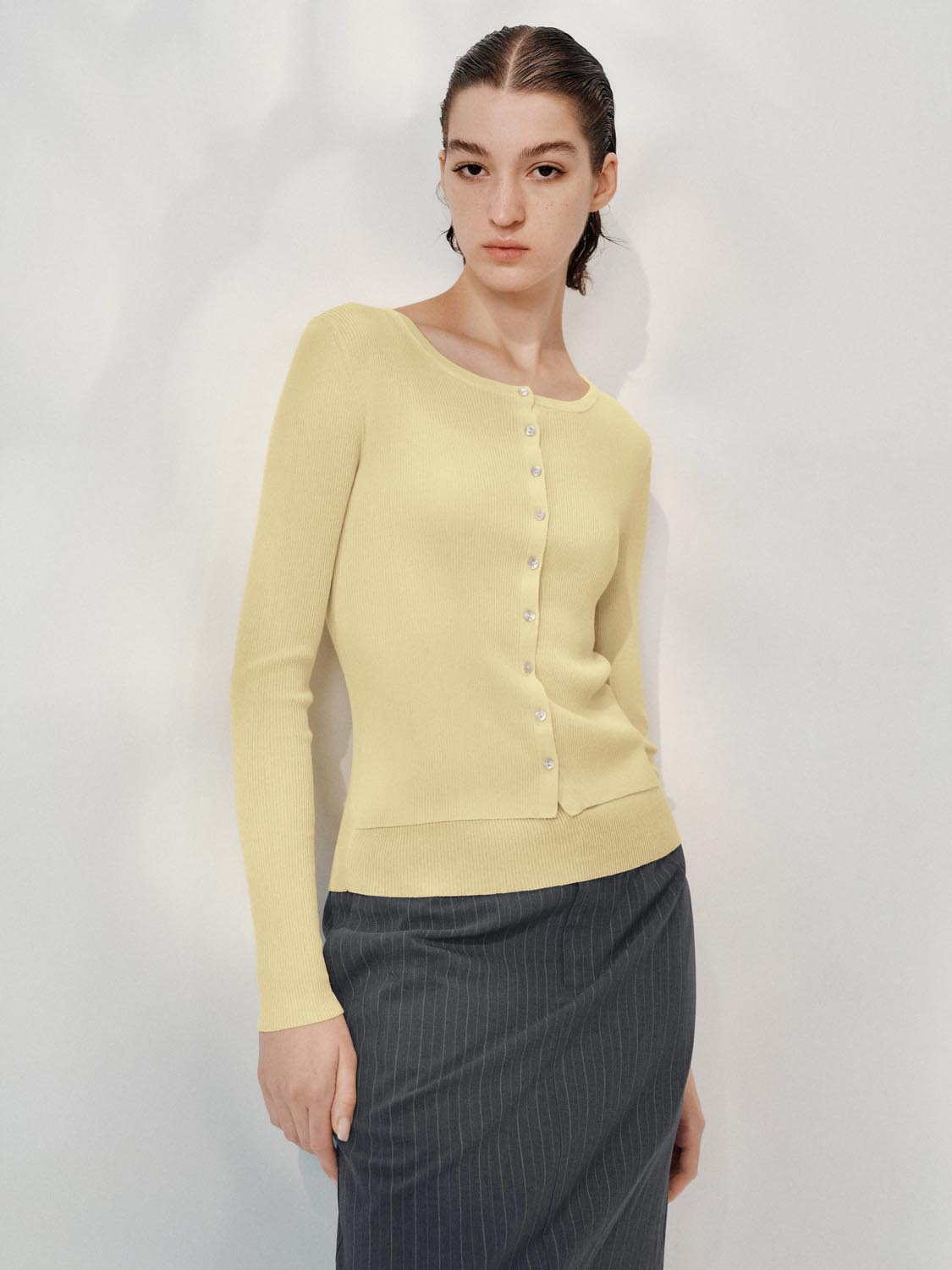 Long Sleeve Button Detail Knitted T-Shirts