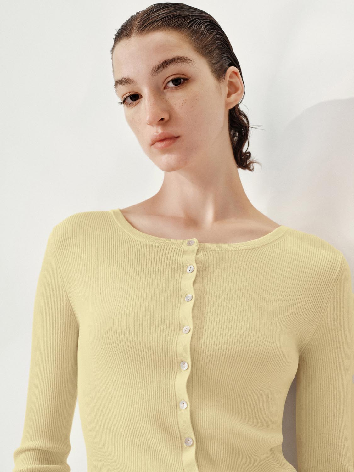 Long Sleeve Button Detail Knitted T-Shirts