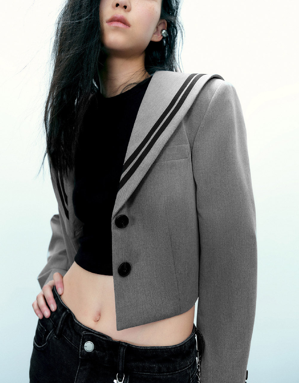 Bow Neck Straight Blazer