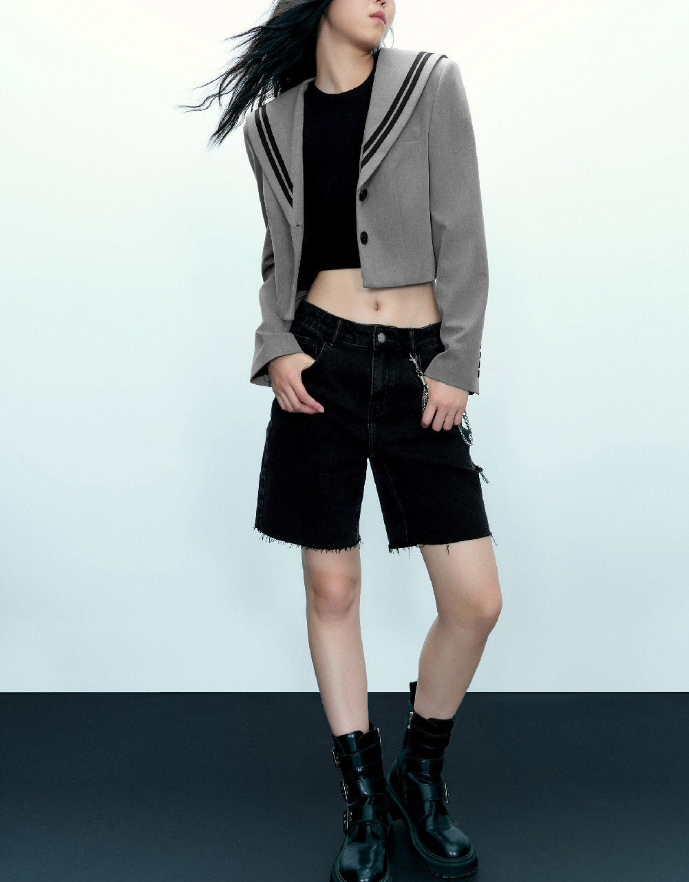 Bow Neck Straight Blazer