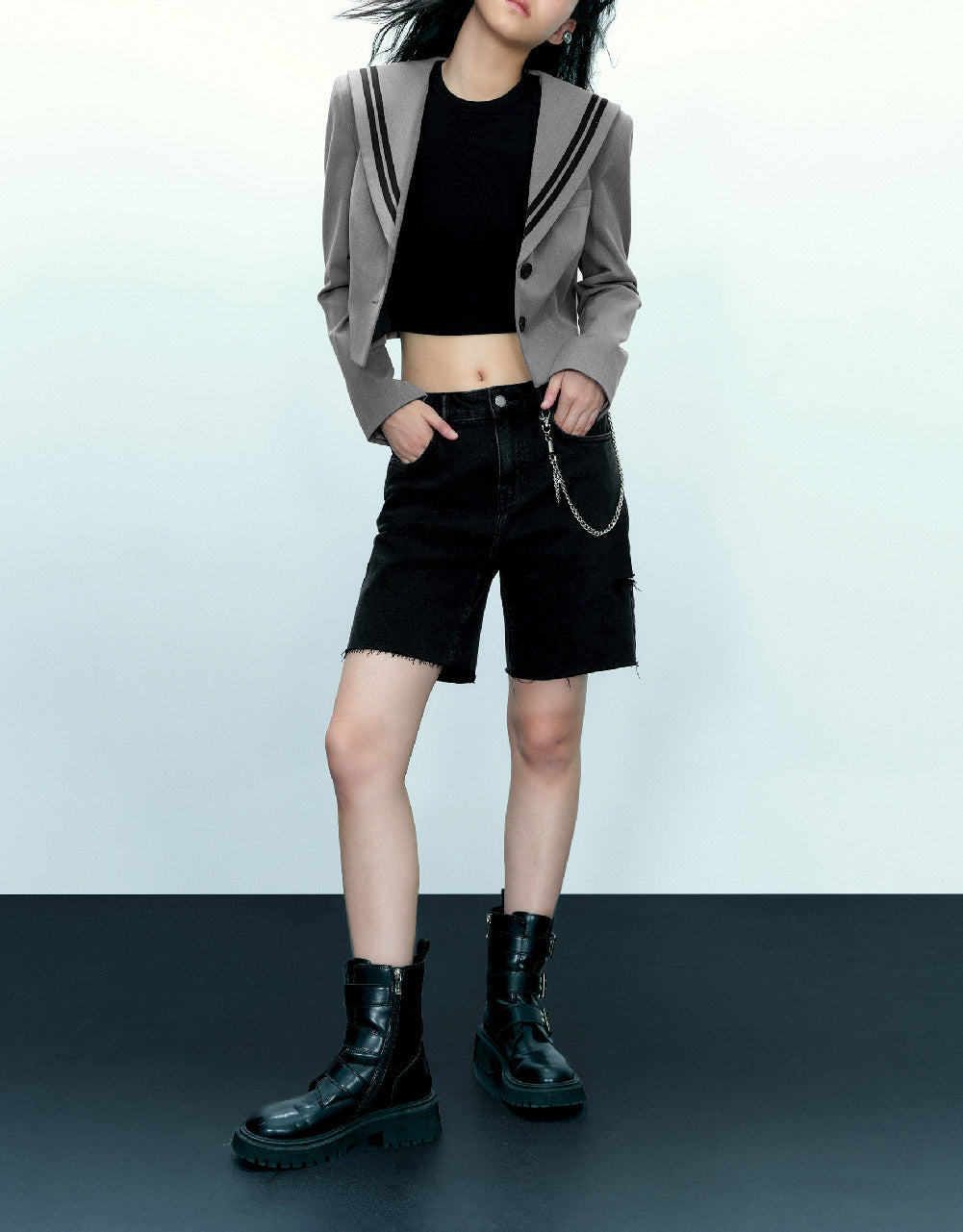 Bow Neck Straight Blazer