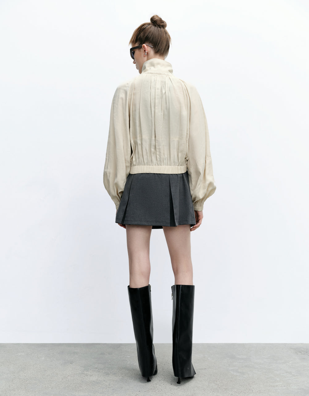 Zipper Front Stand Collar Jacket