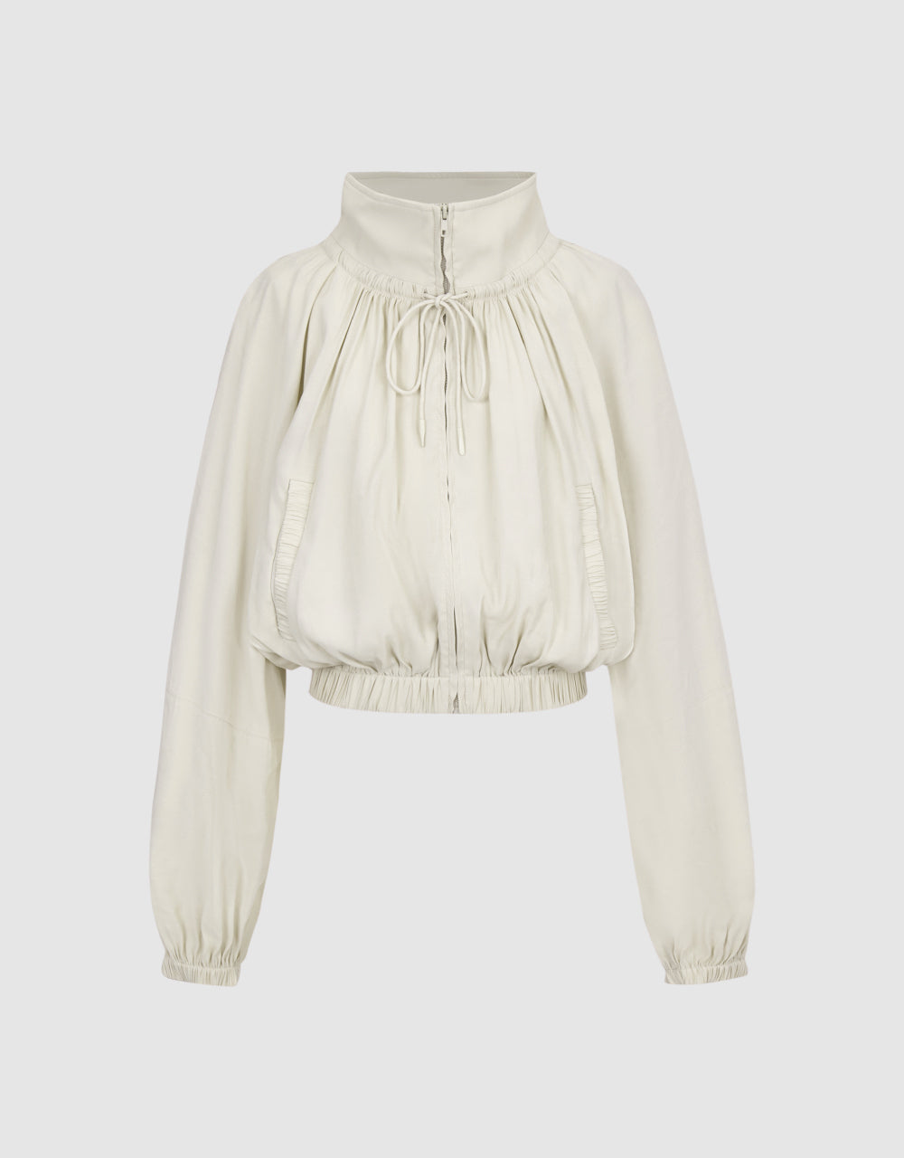 Zipper Front Stand Collar Jacket